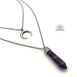 Amethyst Layered Moon Necklace
